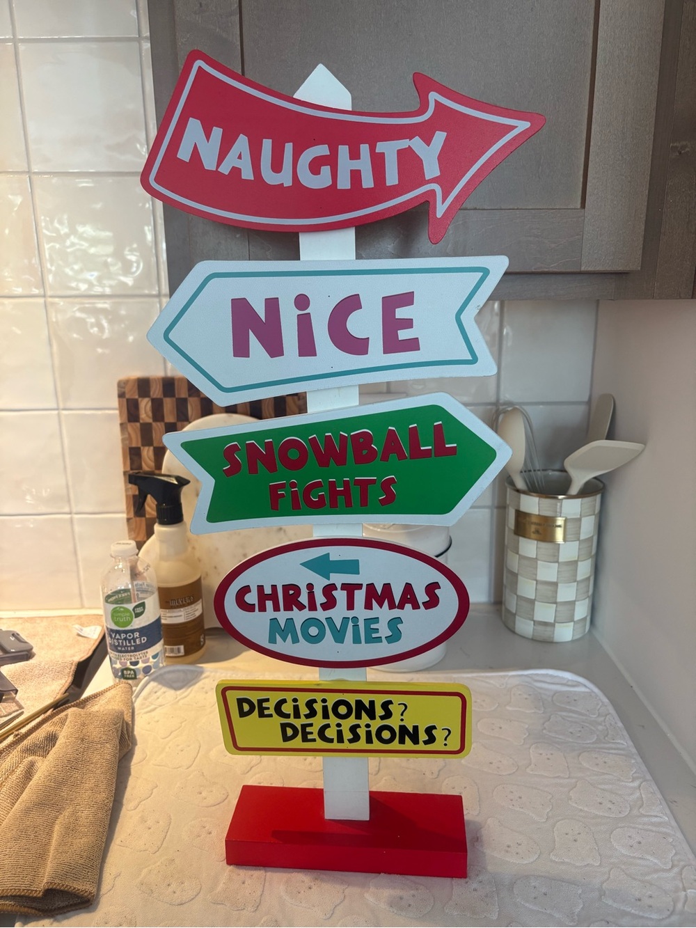 Dr. Seuss The Grinch Holiday Directional Sign - Red, Green, White, Yellow, Teal